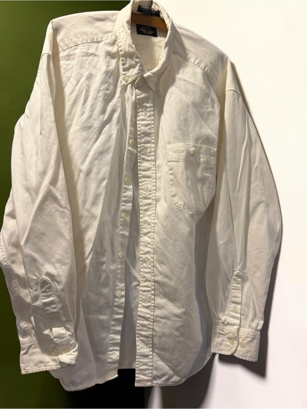Dockers Long Sleeve Button Down Shirt XL Cream 100% Cotton Chest Pocket